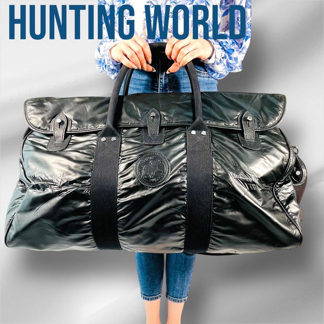 HUNTING WORLD ブラック ボストンバッグ　大容量　出張　旅行