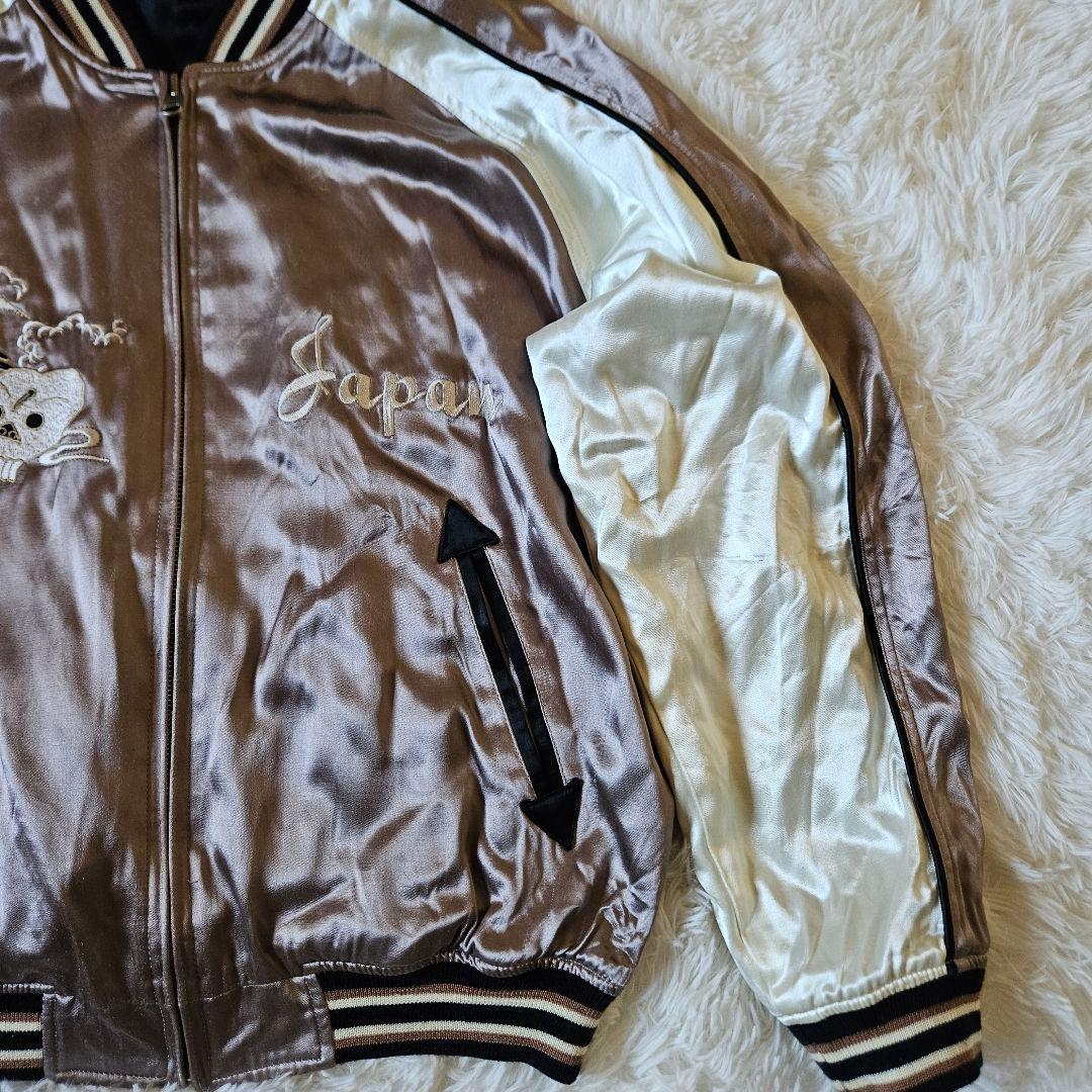 【XLサイズ リバーシブル】美品 爆裂爛漫娘 刺繍 和柄 スカル サイズ42