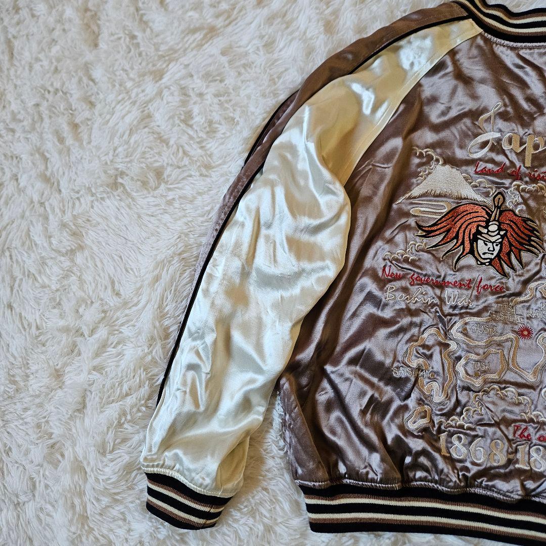 【XLサイズ リバーシブル】美品 爆裂爛漫娘 刺繍 和柄 スカル サイズ42