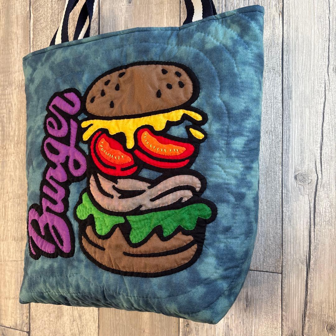 ハワイアンキルト⭐︎ハンバーガーと波ハンドメイドバック⭐︎