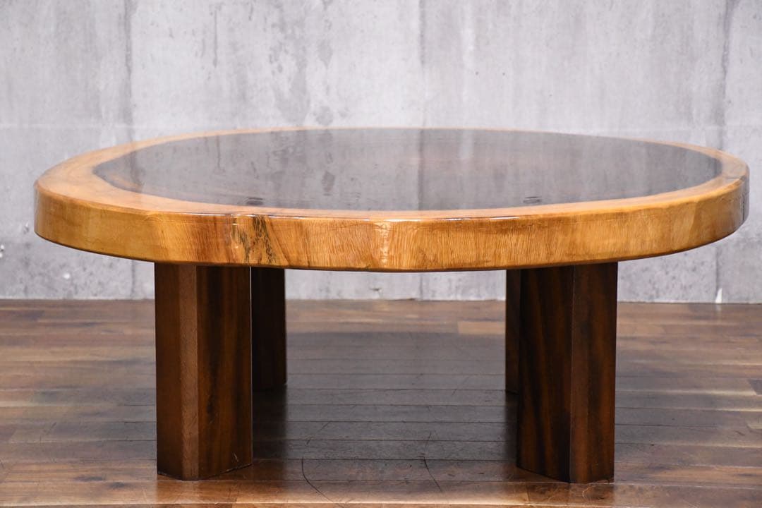 ECK89 モンキーポッド 輪切り一枚板 ローテーブル センターテーブル 座卓