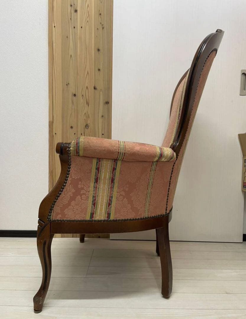 ロココ様式　木製花柄アームチェア　一人掛けソファー　猫脚　シングルソファ　姫家具