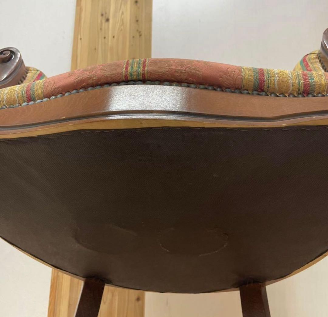 ロココ様式　木製花柄アームチェア　一人掛けソファー　猫脚　シングルソファ　姫家具