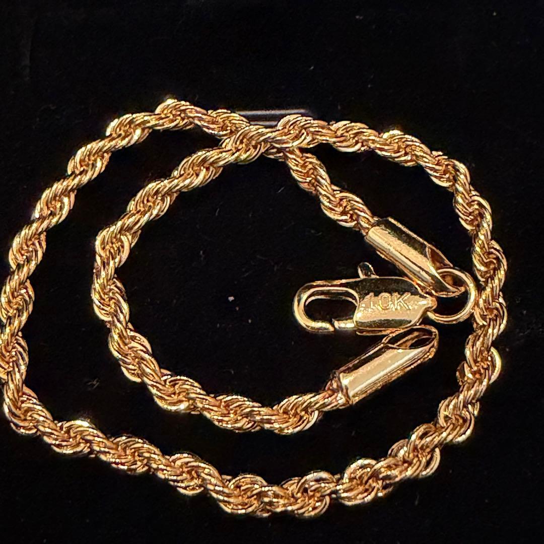 10K イエローゴールド ロープチェーン ブレスレット 幅3mm 21cm