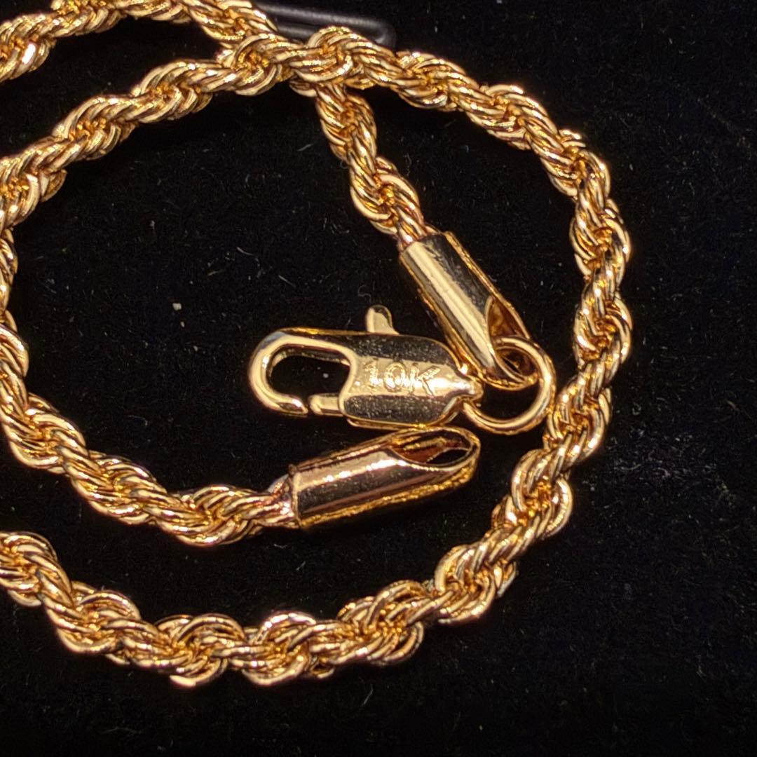 10K イエローゴールド ロープチェーン ブレスレット 幅3mm 21cm