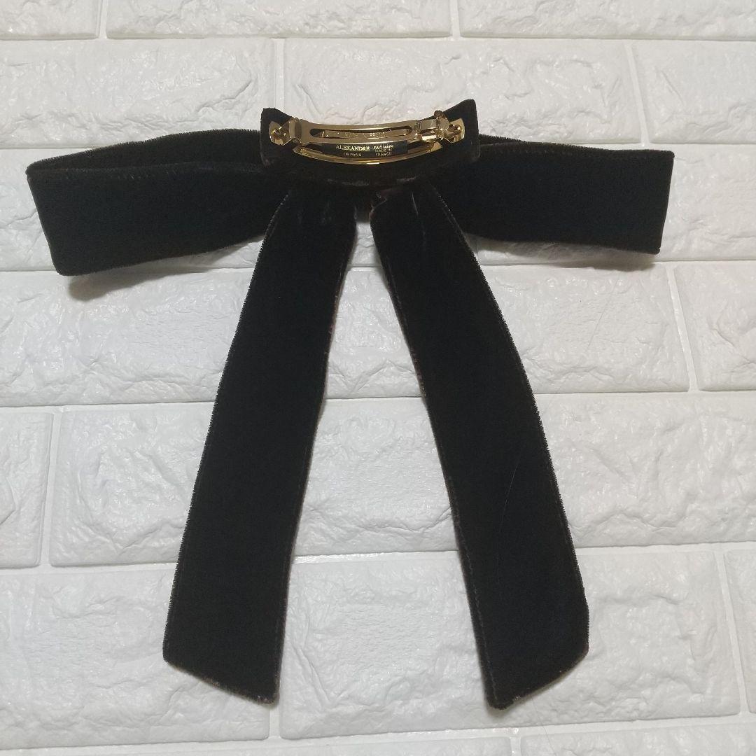 ALEXANDRE DE PARIS ベルベット リボンバレッタ ブラウン