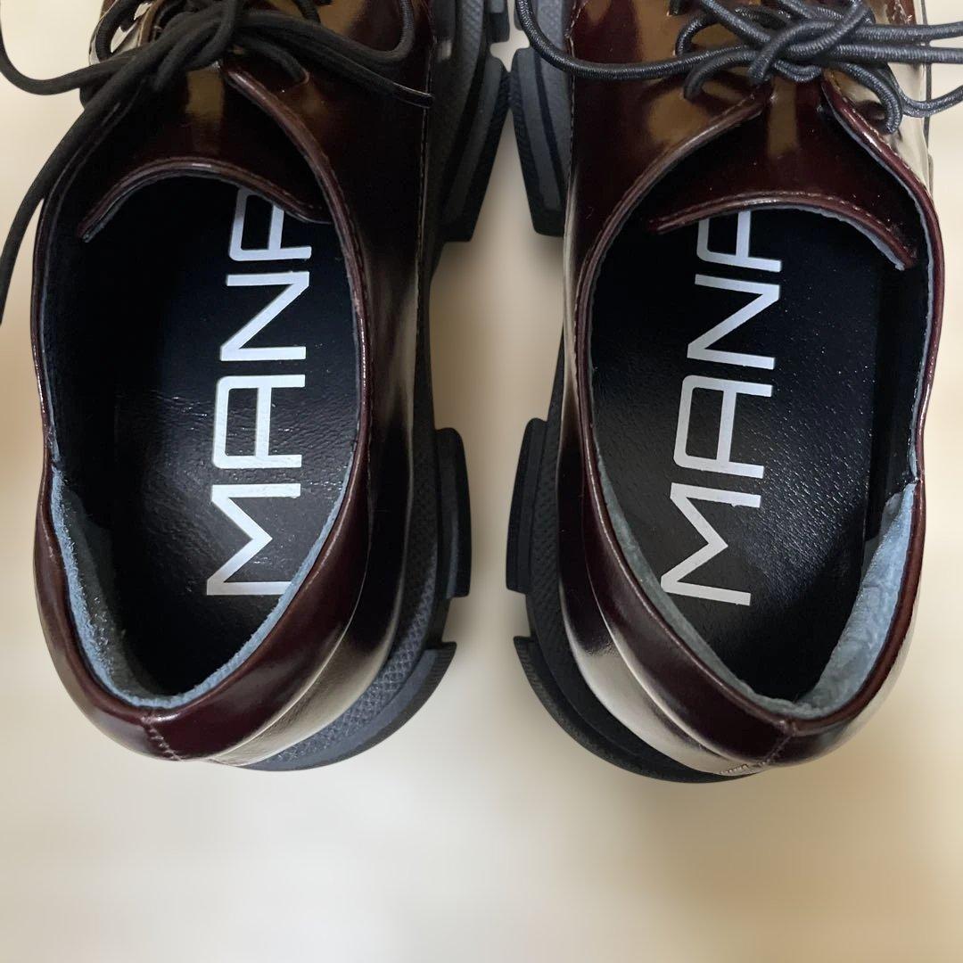 ニ*す様 MANA 厚底レースアップ・シューズ ダークブラウン 37size 新