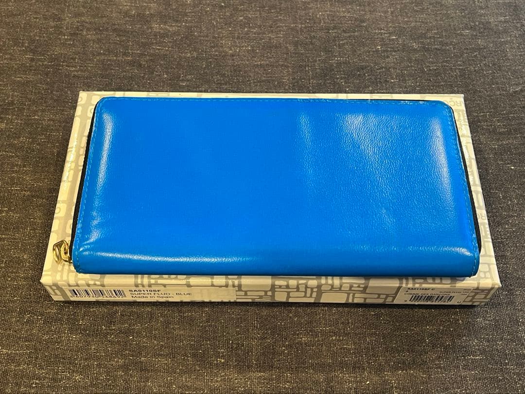 美品 COMME des GARCONS ネオン ブルー ジップ ウォレット