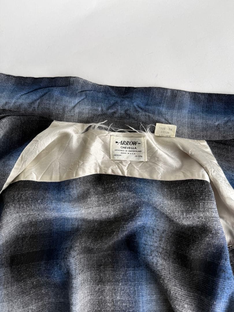 【美品】50-60s ARROW ヴィンテージ レーヨン 開襟 オンブレ M相当