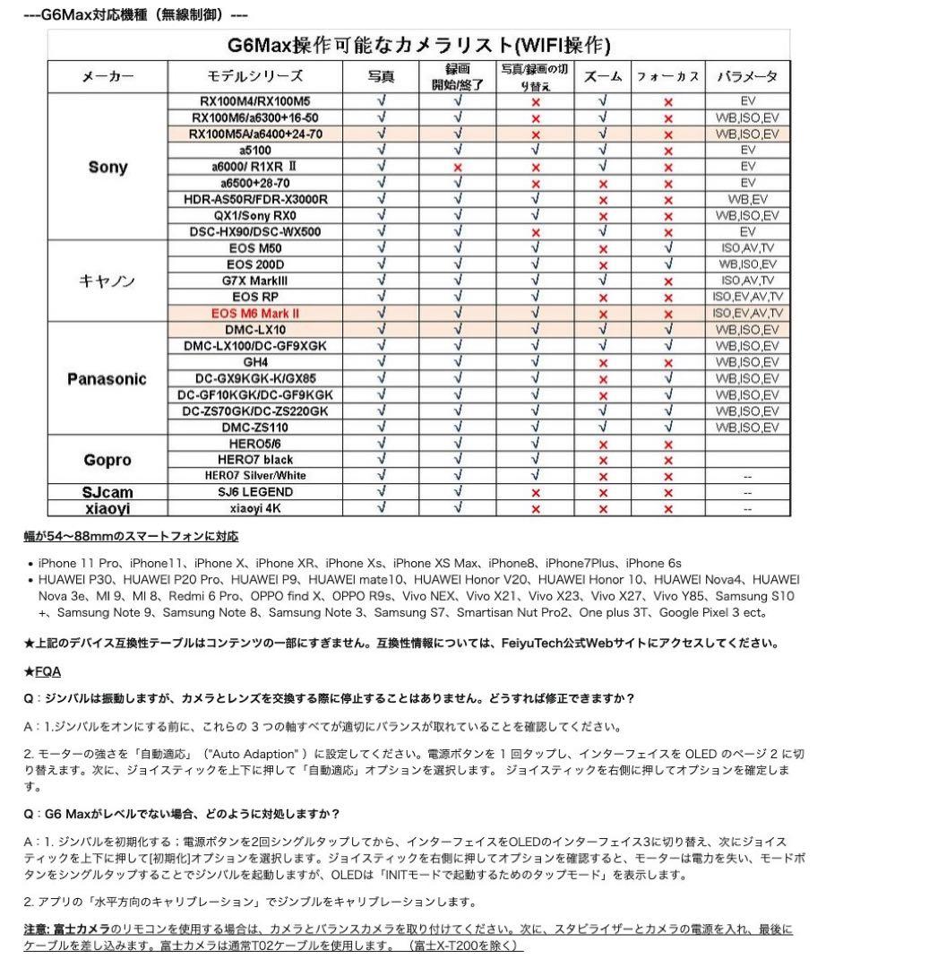 FeiyuTech G6 Max  ジンバルスタビライザー　マルチカメラ対応
