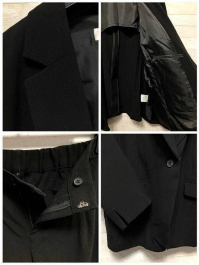 新品☆4L♪黒系無地♪テーパードストレッチパンツスーツお仕事フォーマル☆G337