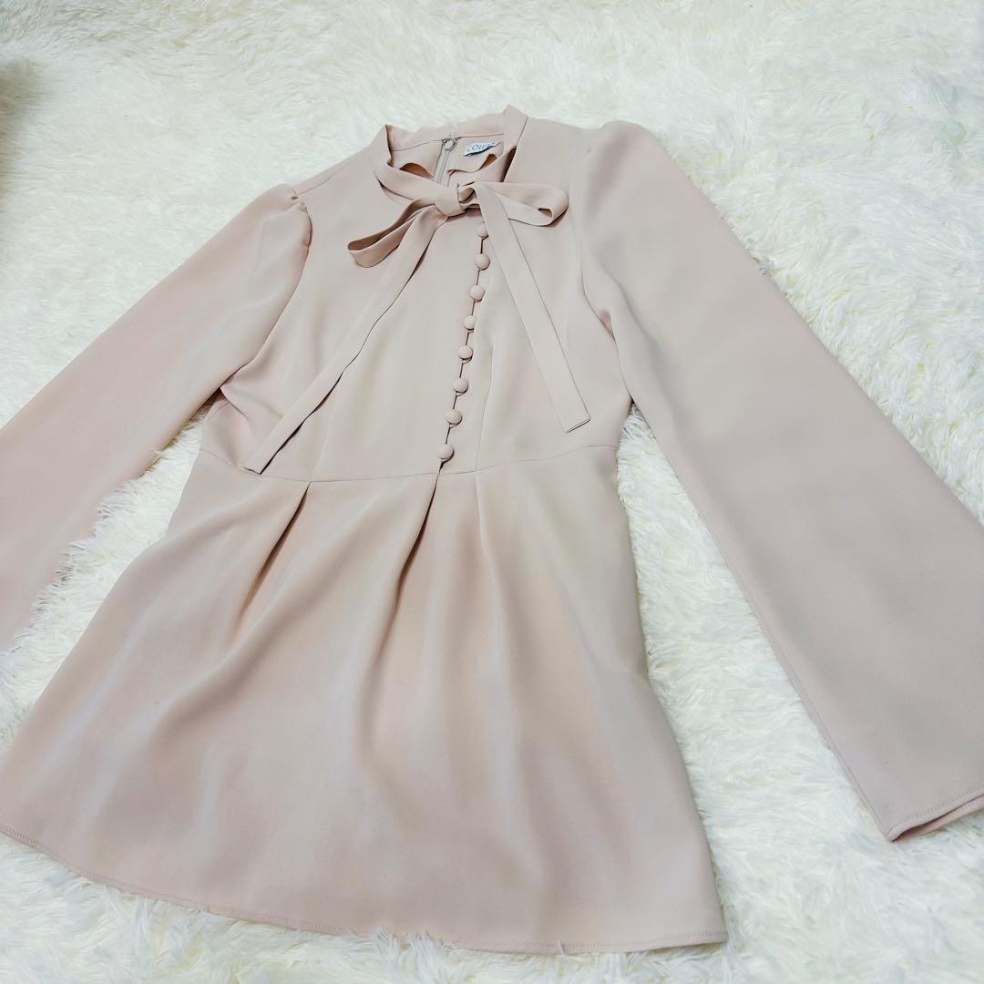 COLUMN コラム ボウタイデザイン ブラウス ベージュ 長袖 極美品