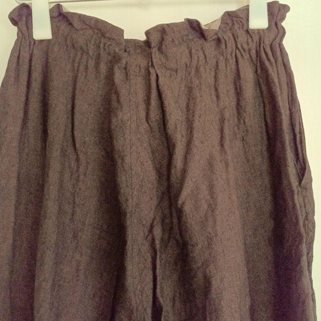 Y's(ワイズ)リネンガウチョパンツ　ダークブラウン(裏地付き)