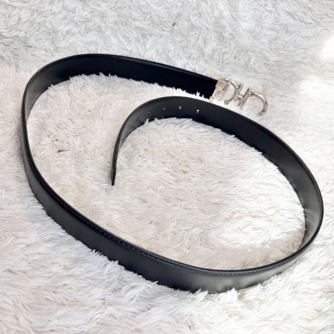 【美品】フェラガモ ベルト ダブルガンチーニ シルバー ブラック