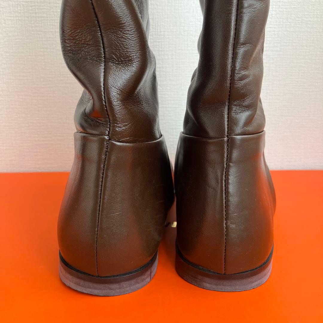 美品‼️REMME ブレンタ38 ブラウンレザー　ロングブーツ インヒール