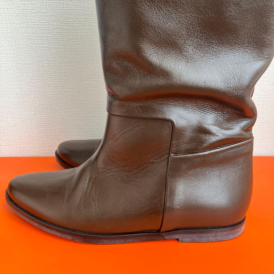 美品‼️REMME ブレンタ38 ブラウンレザー　ロングブーツ インヒール