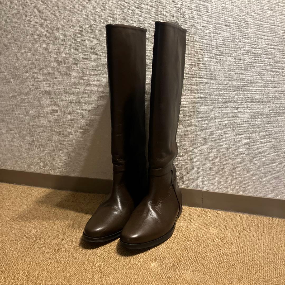 美品‼️REMME ブレンタ38 ブラウンレザー　ロングブーツ インヒール