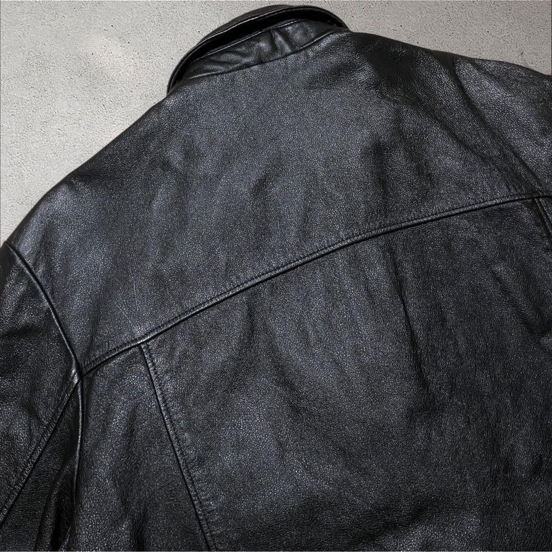 専用ウィルソンズレザーXLトラッカージャケットシングルライダースジップアップブラ