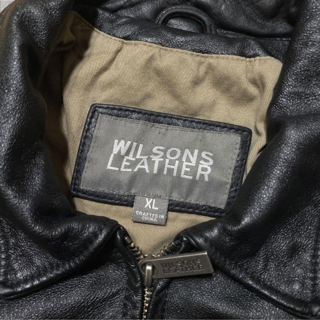 専用ウィルソンズレザーXLトラッカージャケットシングルライダースジップアップブラ