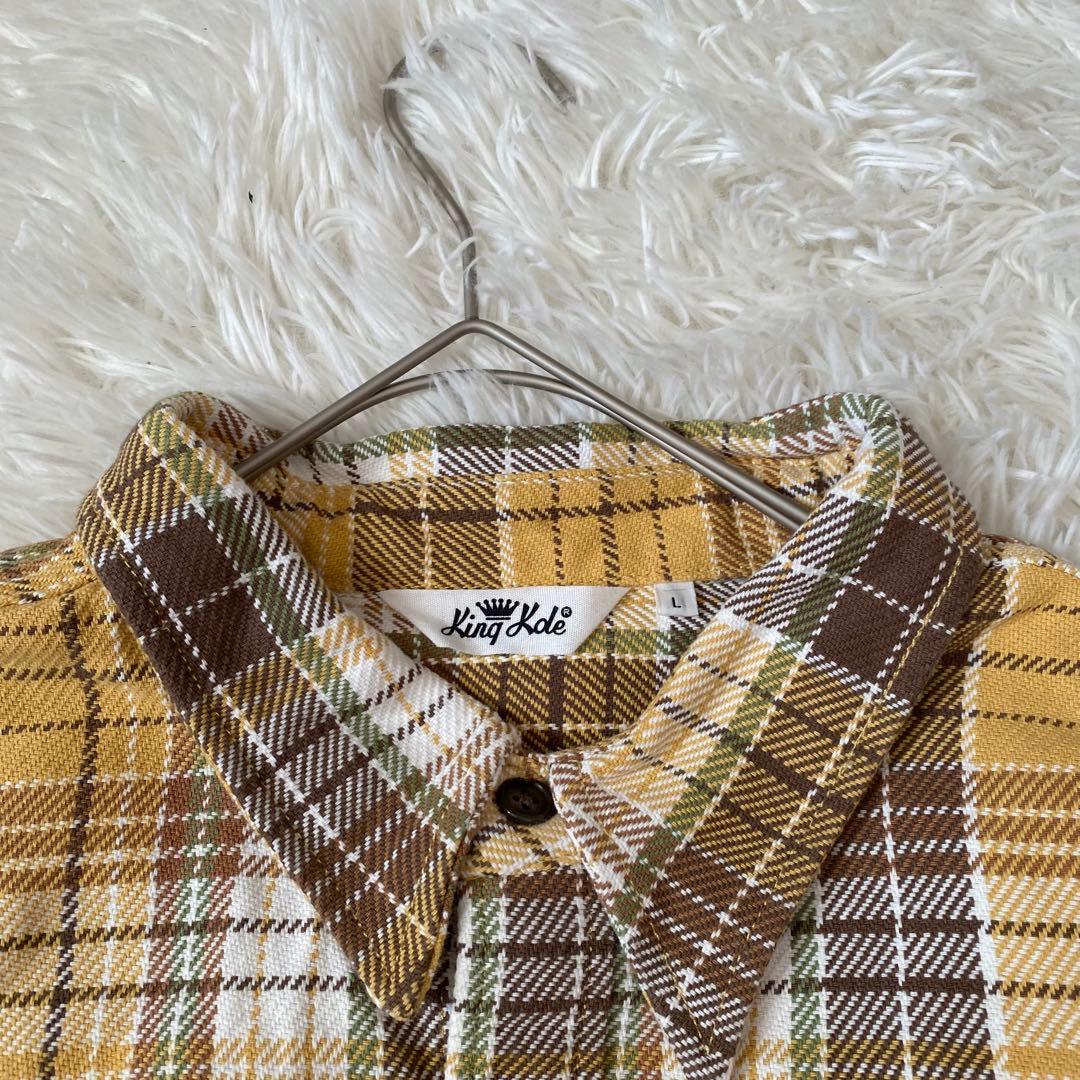 美品【King Kole/キングコール】柄長袖ネルシャツ(L)100%コットン