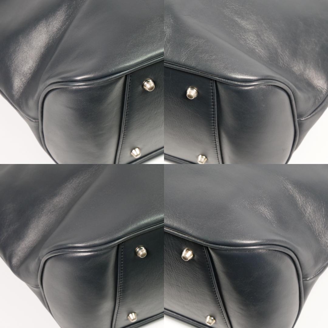 美品✨ビジネスレザーファクトリー トートバッグ A4収納可 レザー ネイビー