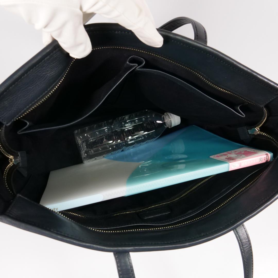 美品✨ビジネスレザーファクトリー トートバッグ A4収納可 レザー ネイビー