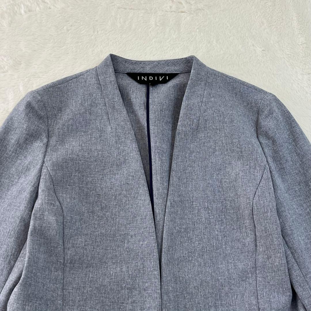 INDIVI インディヴィ　セットアップ　ノーカラー　パンツ　スーツ　38
