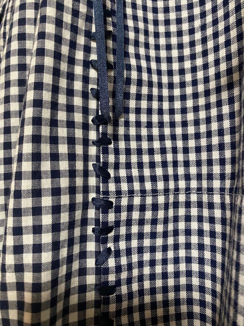 ★keisukekanda リボン縫い　チェックシャツワンピース　未使用