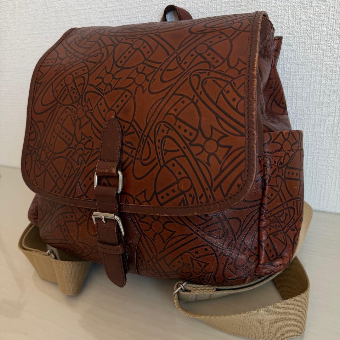 ヴィヴィアンウエストウッド　リュック　アーサー　オーブ　大容量　レザー　ブラウン