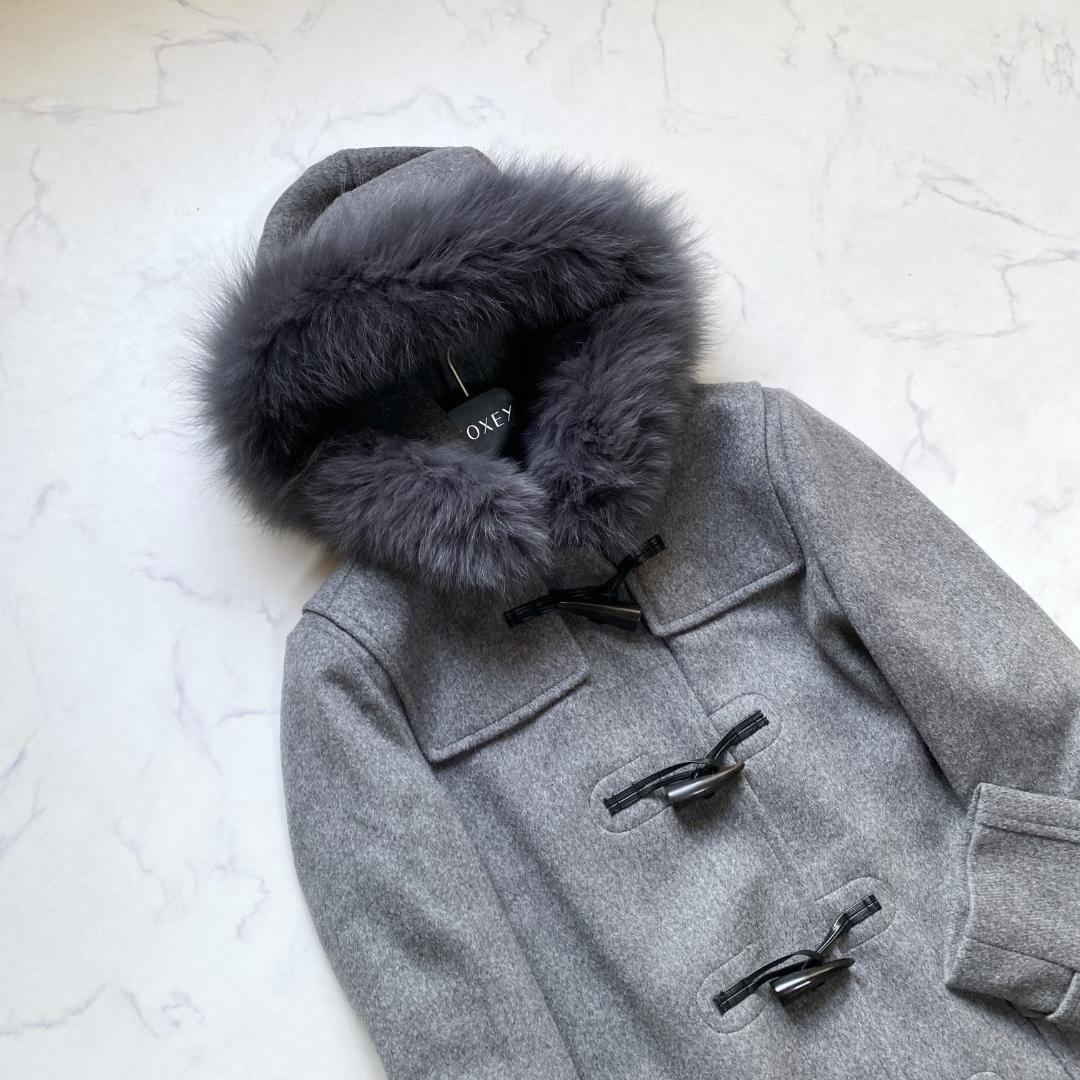 美品✨アナイ メルトンダッフルコート ロング フォックスファー グレー 38