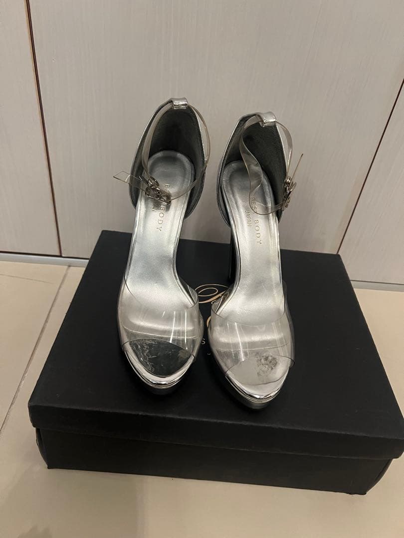 ベストボディジャパン公式ヒール24cm クリアストラップシルバー ⭐️再々々値下⭐️