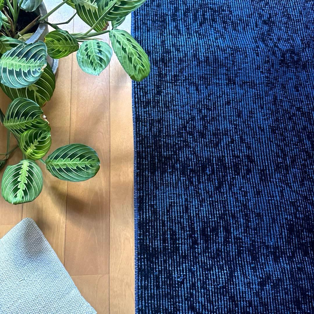 84×171 貴重藍色オーバーダイ　人気ワンカラー　トルコヴィンテージラグ