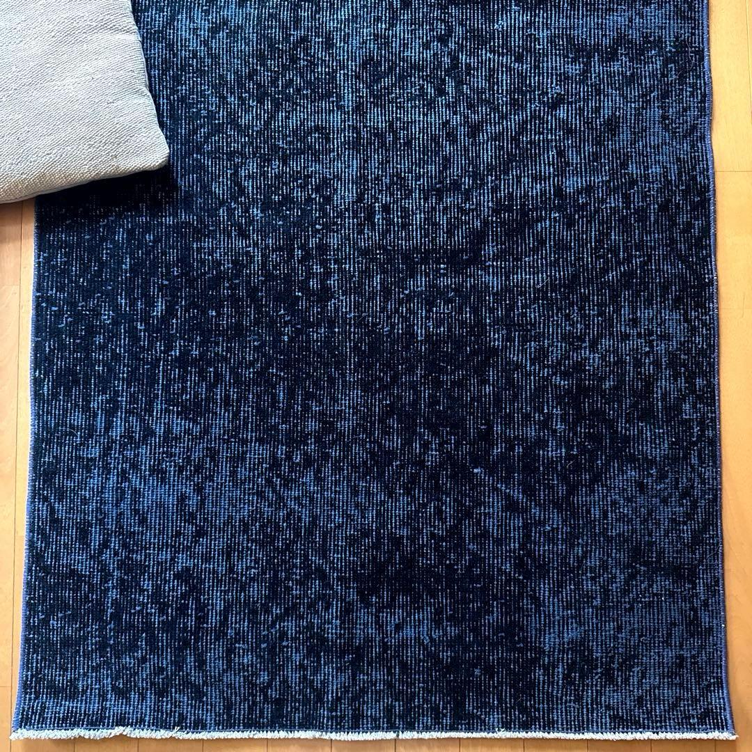 84×171 貴重藍色オーバーダイ　人気ワンカラー　トルコヴィンテージラグ