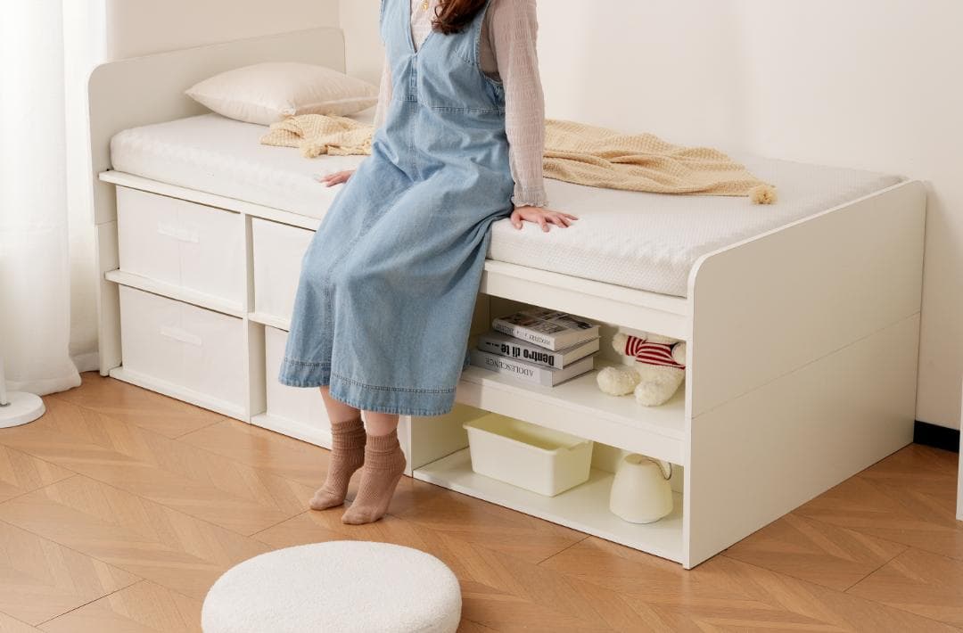 数量限定！シングルベッド 高いベッド シングル 収納付き 収納ボックス付