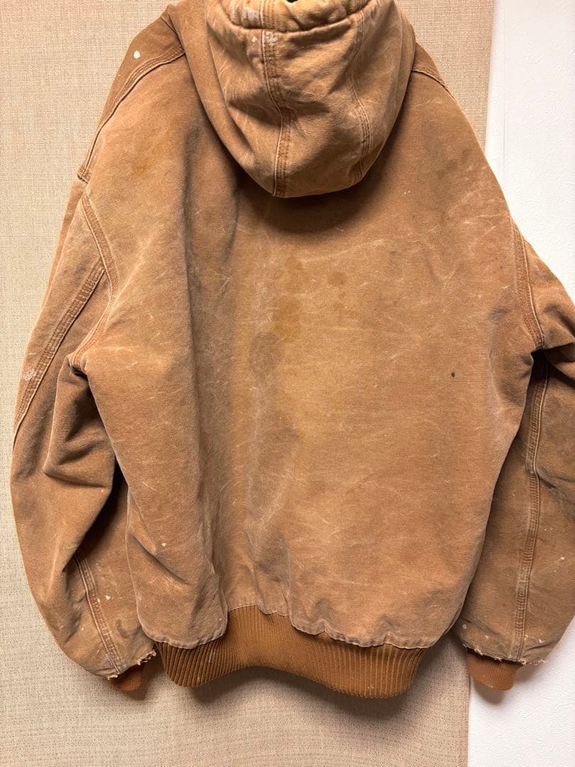 vintage carharttアクティブジャケットベージュ ペイント雰囲気