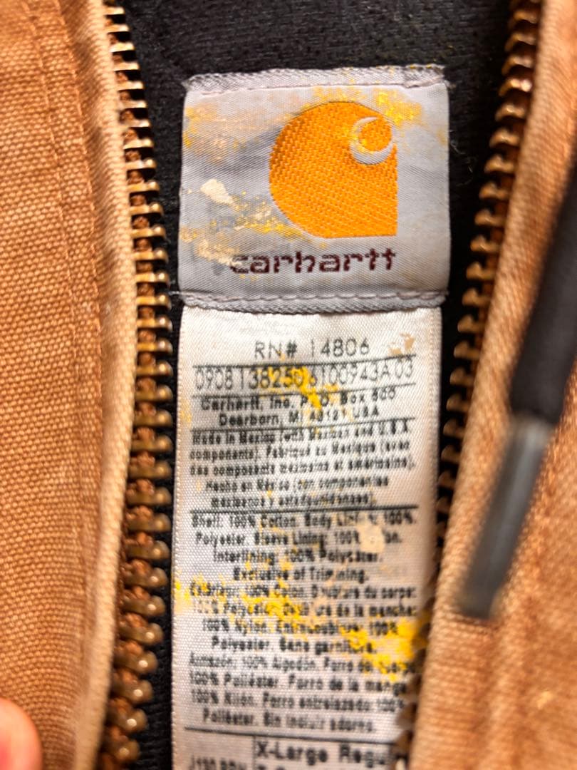 vintage carharttアクティブジャケットベージュ ペイント雰囲気