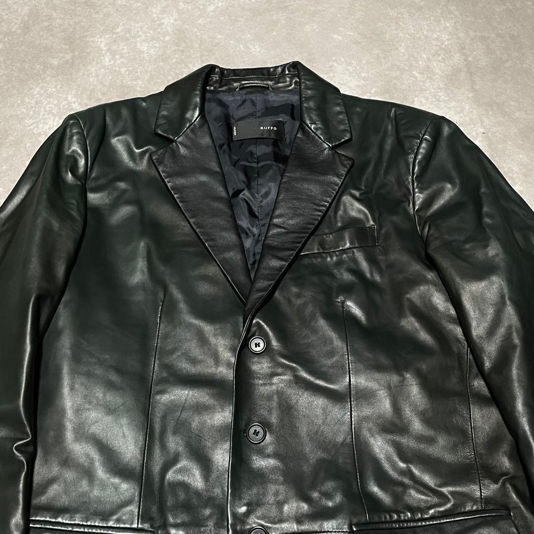 ルッフォ　RUFFO　レザー　テーラードジャケット　シングル　イタリア製　黒