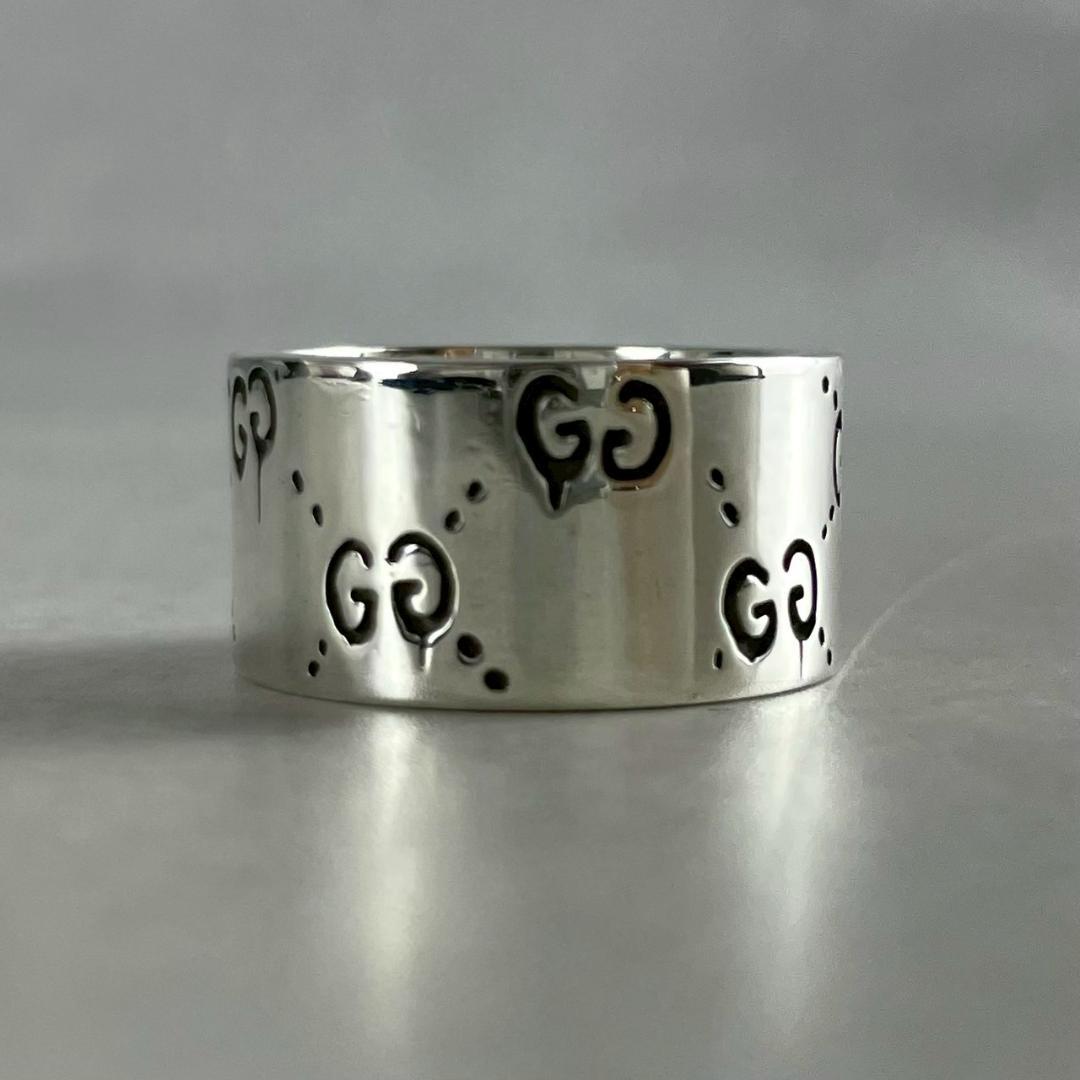 約17.5号/極美品✨ GUCCI ゴースト ワイド シルバー リング 925