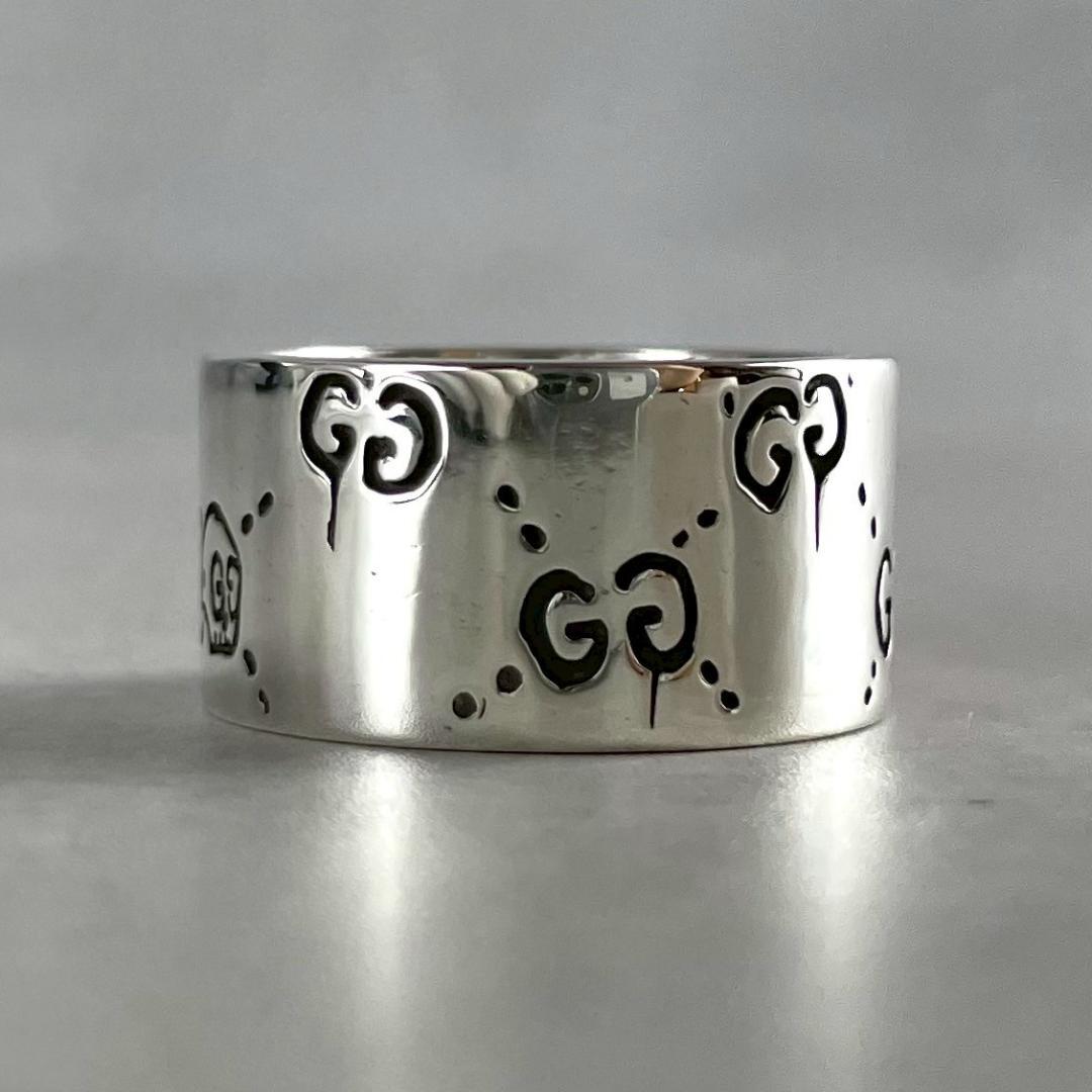 約17.5号/極美品✨ GUCCI ゴースト ワイド シルバー リング 925