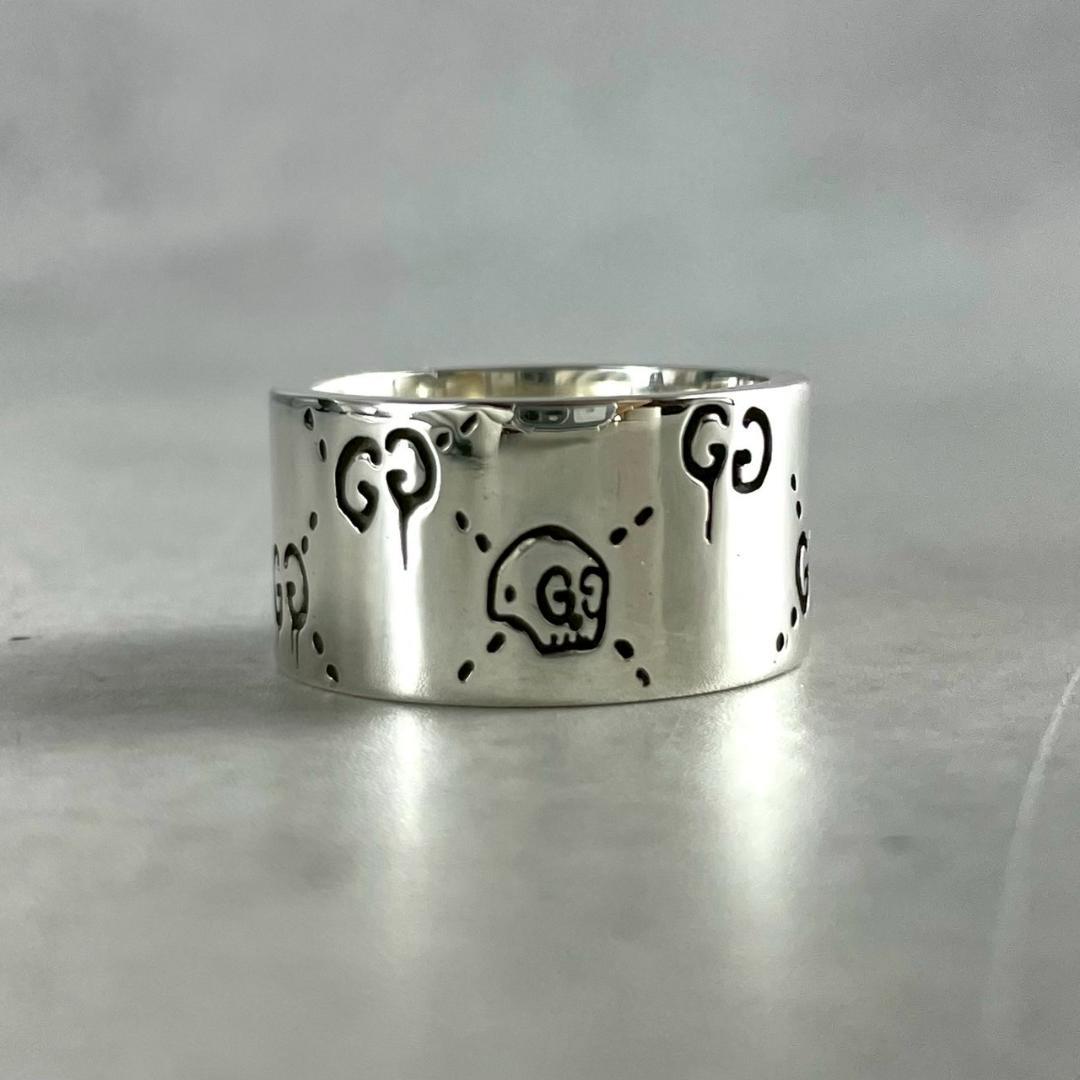 約17.5号/極美品✨ GUCCI ゴースト ワイド シルバー リング 925