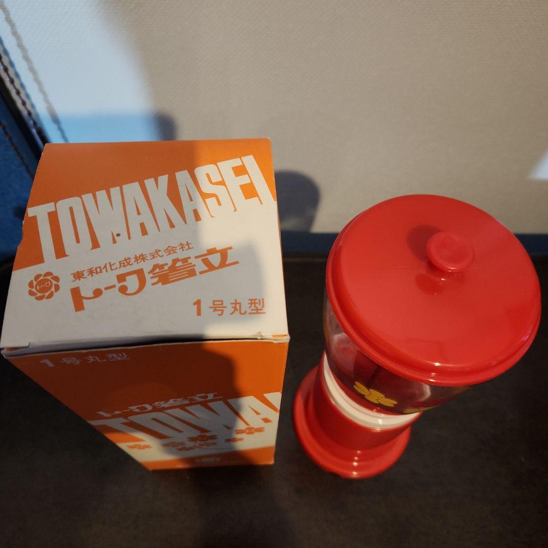 昭和レトロポップ　☆トーワ箸立て☆　１号丸　花柄　赤