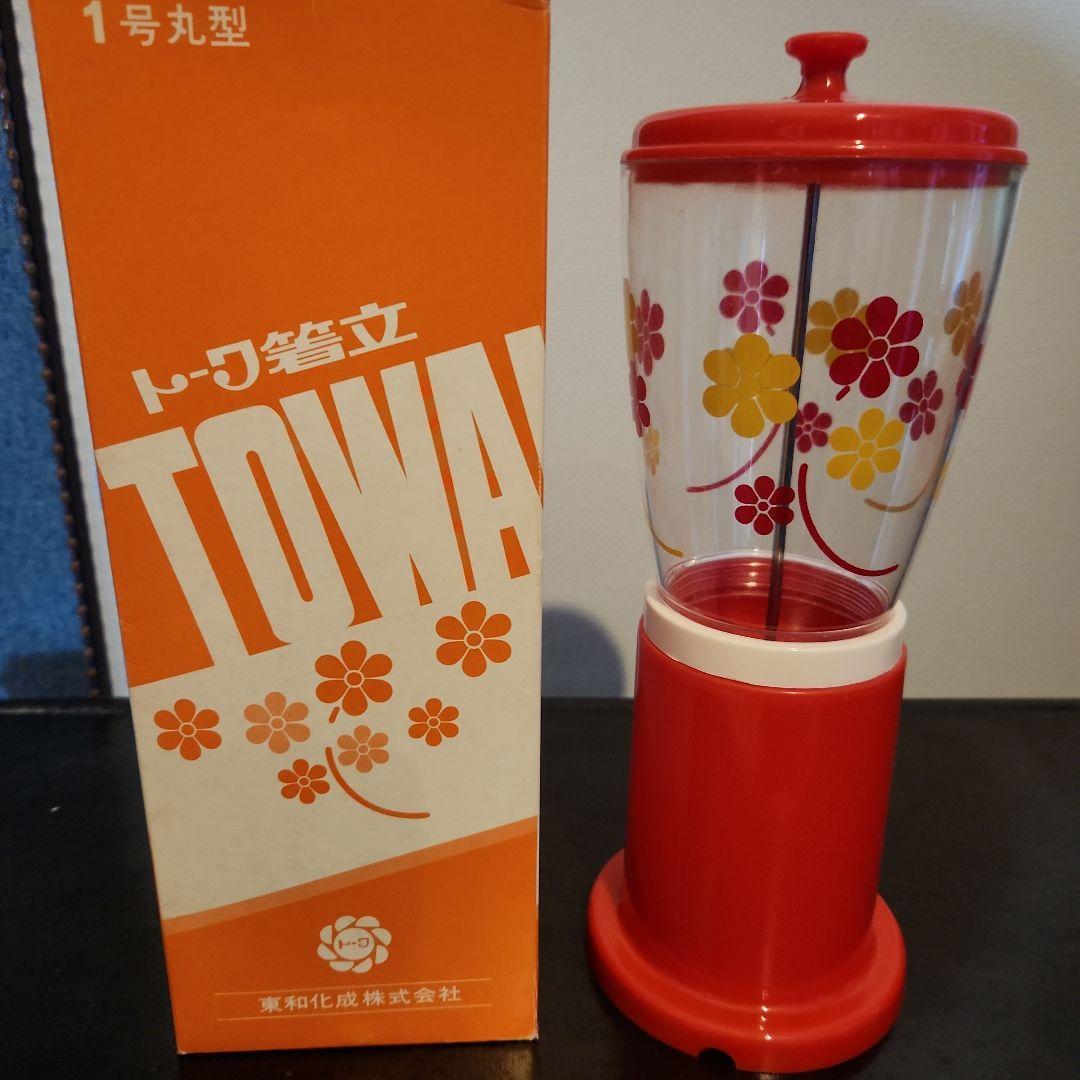 昭和レトロポップ　☆トーワ箸立て☆　１号丸　花柄　赤