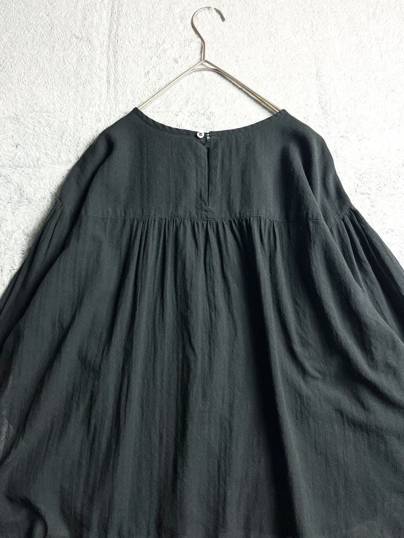 【かぐれ】kagure コットンシルク混 バックギャザーシアーブラウス トップス