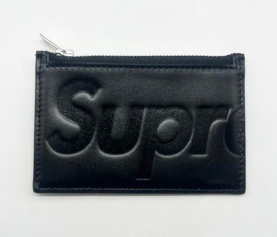 小物 Supreme Leather Zip Card Holder \"Black\"