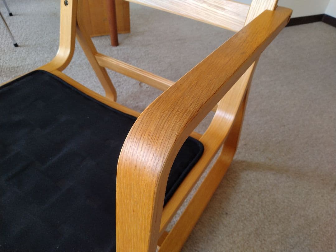 【良品】MUJI無印 ダイニングソファチェアオーク材/リビングでもつかえる茶②