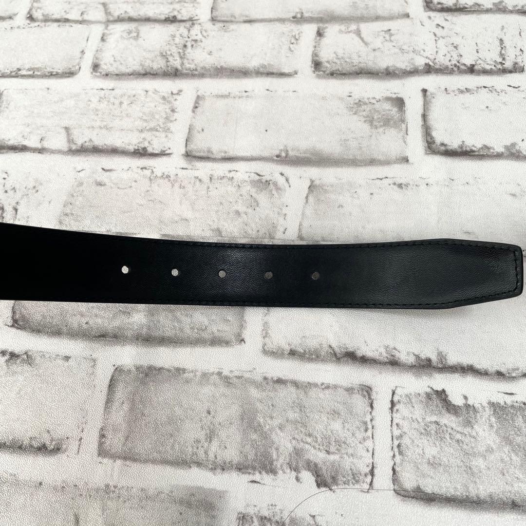 極美品✨フェラガモ　ベルト　ダブルガンチーニ　シルバー金具　ロゴ刻印　黒