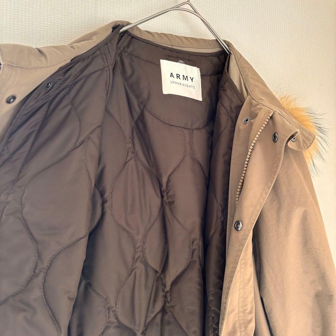 UPPER HIGHTS ベージュ ファー付きモッズコート　S