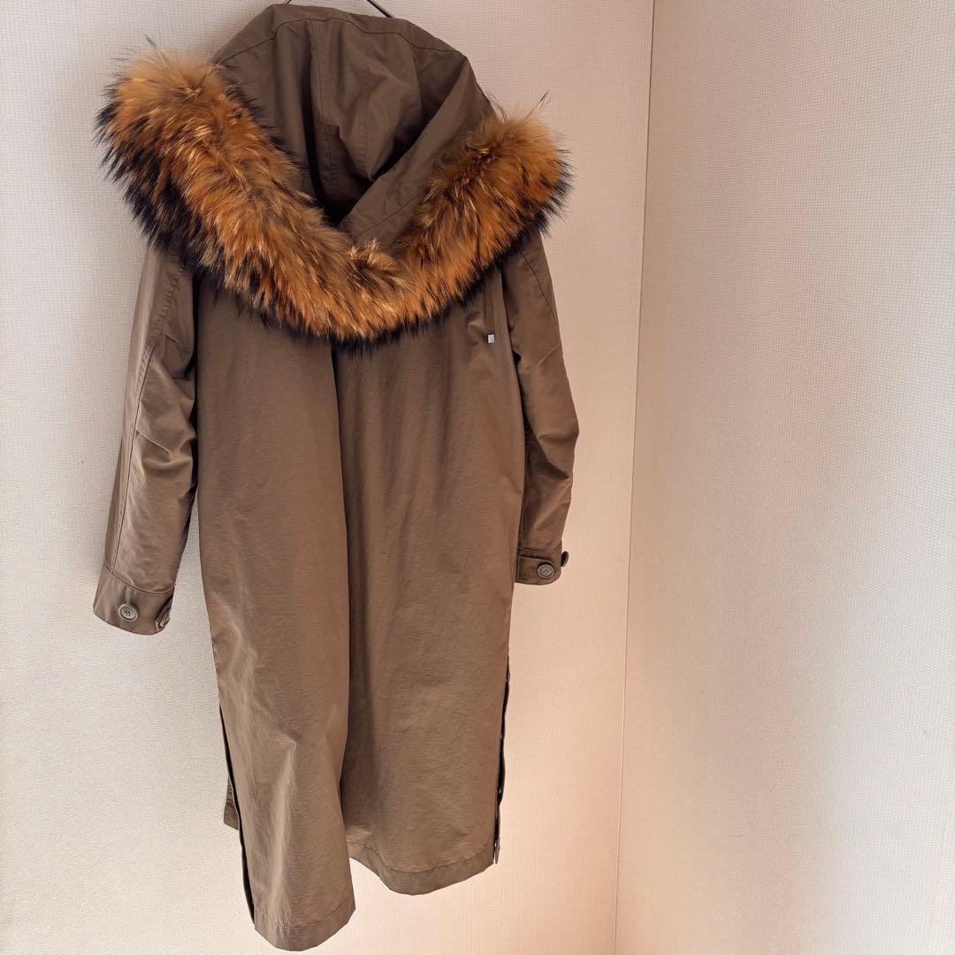 UPPER HIGHTS ベージュ ファー付きモッズコート　S