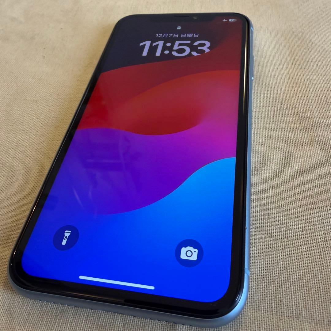 【美品】iPhone XR 128GBブルー SIMフリー 箱・保護ガラス付き
