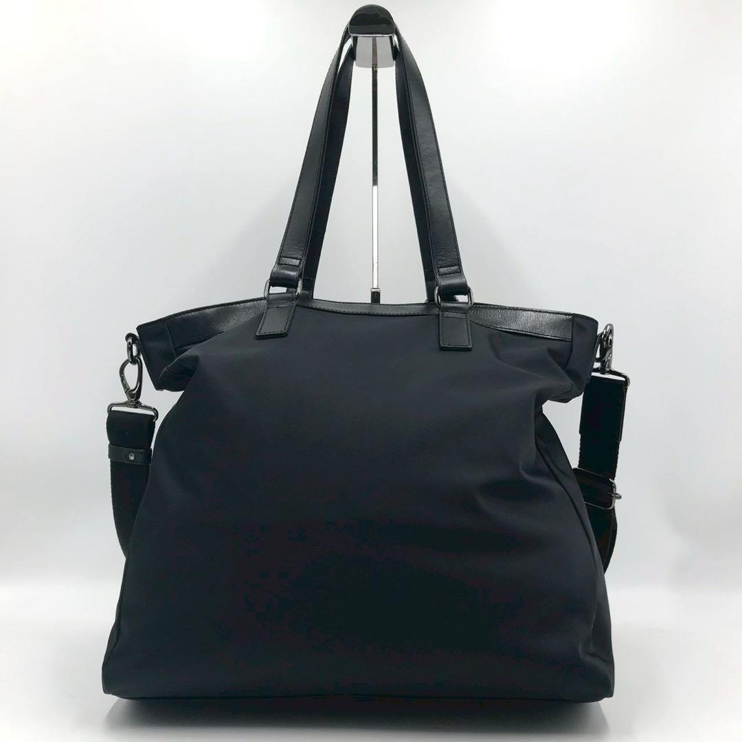 未使用級/A4収納可能✨バーバリーブラックレーベル トートバッグ レザー 黒